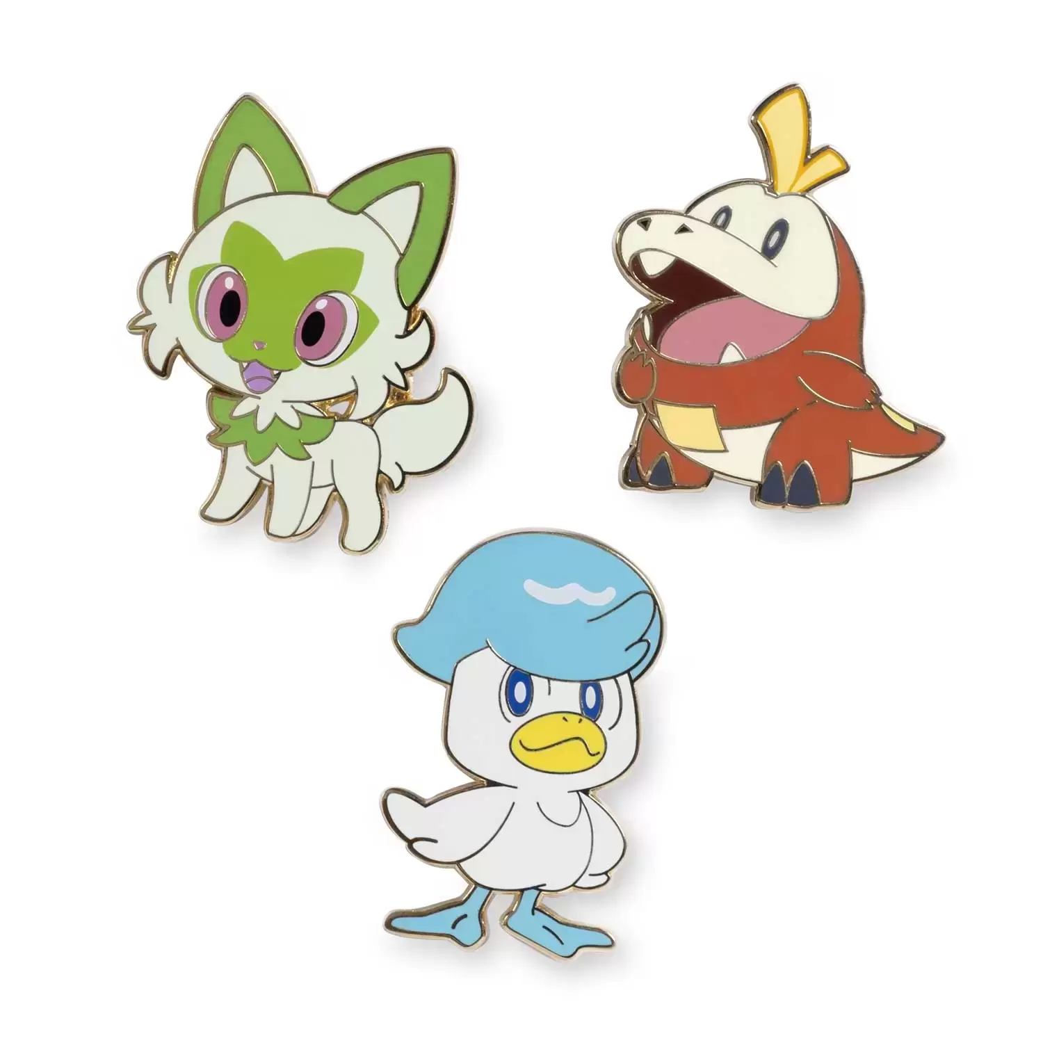 Pokemon Center - Sprigatito, Fuecoco & Quaxly Pokémon Pins (3-Pack