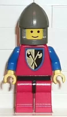 Lego Castle Minifigures - Crusader Axe - Red Legs with Black Hips, Dark Gray Chin-Guard