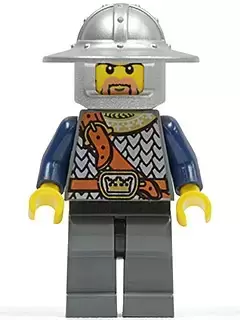 Lego Castle Minifigures - Fantasy Era - Crown Knight Scale Mail with Chest Strap, Helmet with Broad Brim, Brown Beard and Sideburns