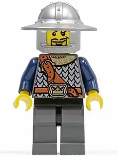 Lego Castle Minifigures - Fantasy Era - Crown Knight Scale Mail with Chest Strap, Helmet with Broad Brim, Curly Eyebrows and Goatee