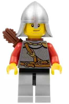 Lego Castle Minifigures - Kingdoms - Lion Knight Scale Mail with Chest Strap and Belt, Helmet with Neck Protector, Quiver, Smirk and Stubble Beard