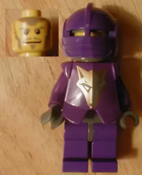 Lego Castle Minifigures - Knights Kingdom II - Danju with Gold Pattern Armor, Dark Bluish Gray Hips and Helmet