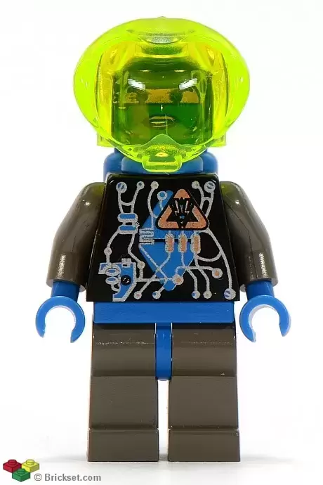 Lego Space Minifigures - Insectoids Zotaxian Alien - Female, Gray and Blue with Silver Circuits, with Air Tanks (Gypsy Moth / Navigator Sharp)