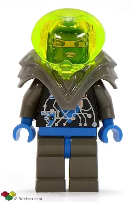 Lego Space Minifigures - Insectoids Zotaxian Alien - Female, Gray and Blue with Silver Circuits, with Armor (Gypsy Moth / Navigator Sharp)