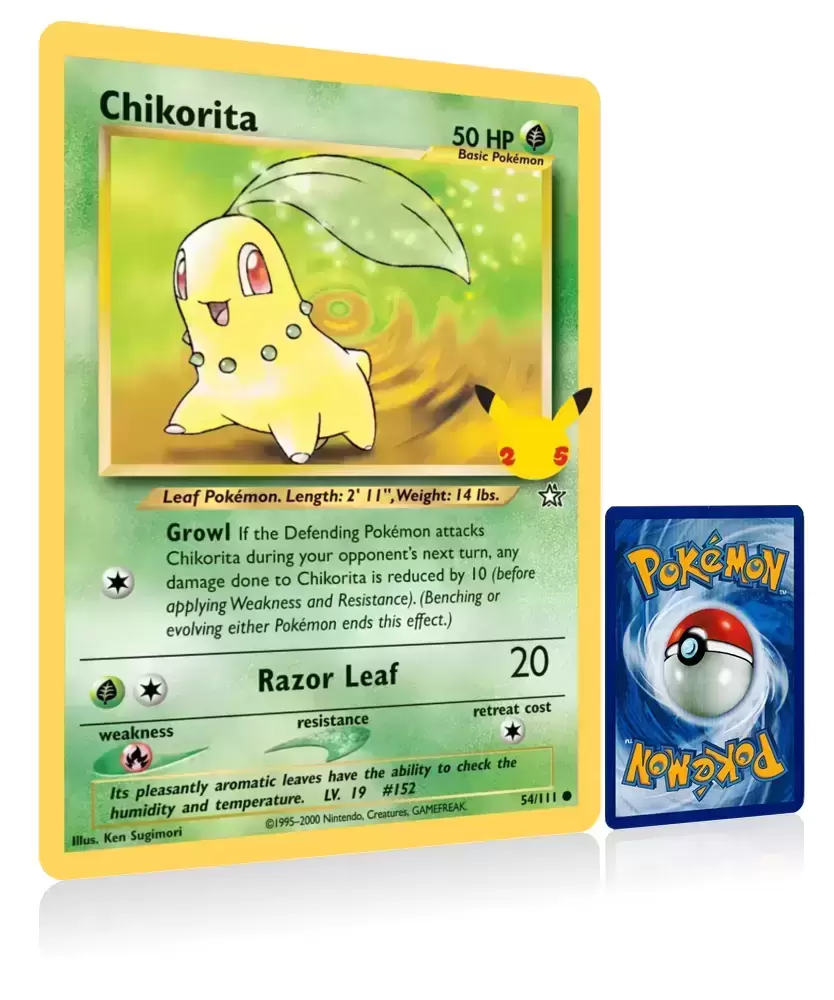 Cartes Pokemon Jumbo XXL - 25ème Anniversaire - Chikorita - Jumbo