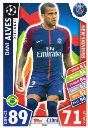 Match Attax UEFA Champions League 2017/18 - Dani Alves - Paris Saint-Germain