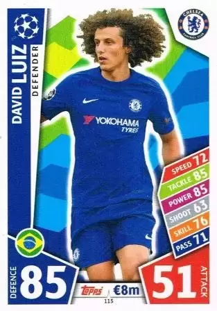 Match Attax UEFA Champions League 2017/18 - David Luiz - Chelsea FC