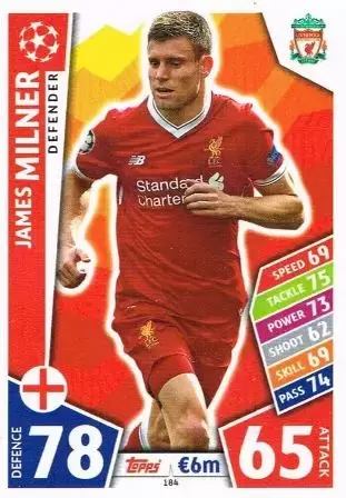 Match Attax UEFA Champions League 2017/18 - James Milner - Liverpool FC