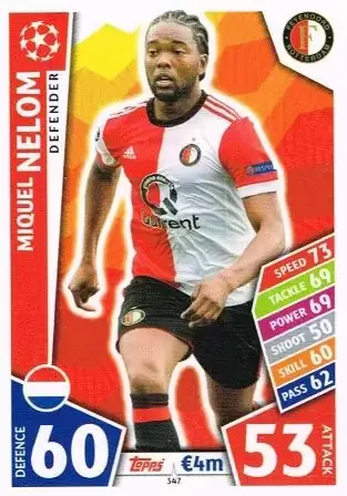 Match Attax UEFA Champions League 2017/18 - Miquel Nelom - Feyenoord