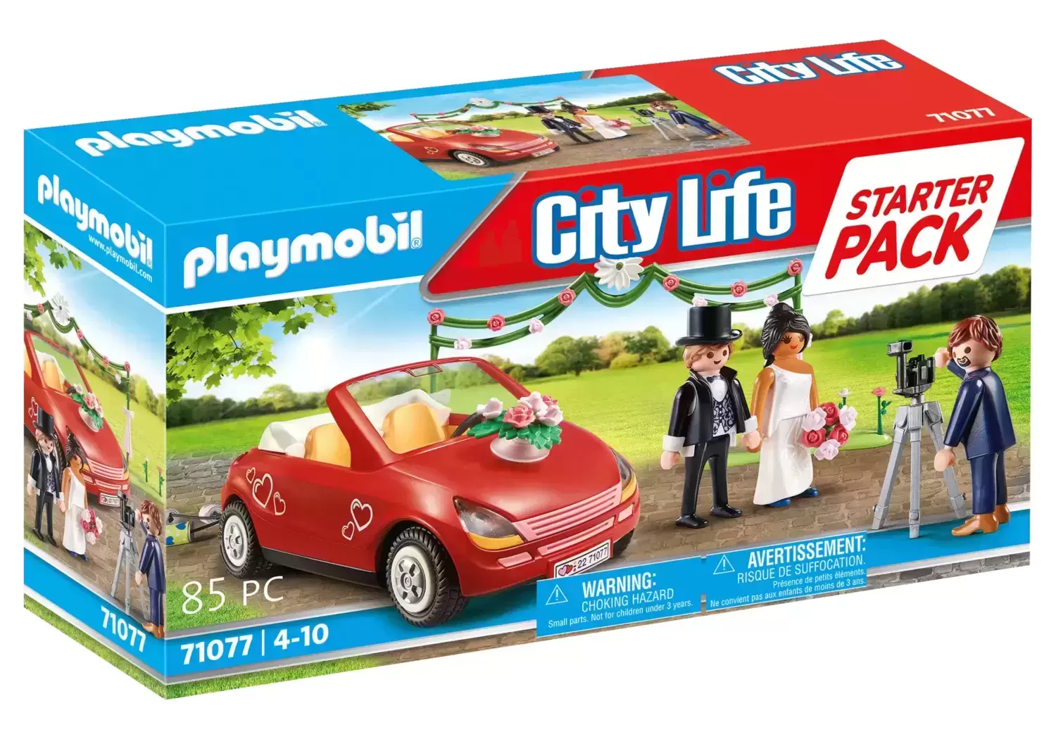 Playmobil dans la ville - Couple de mariés avec photographe et voiture