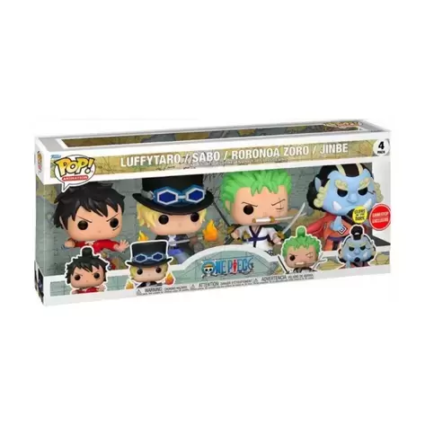 POP! Animation - One Piece - Luffytaro, Sabo GITD, Roronoa Zoro & Jinbe 4 Pack