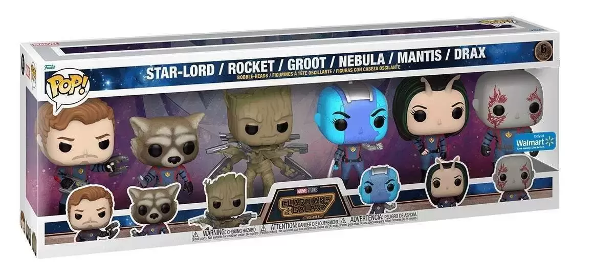 POP! MARVEL - The guardians of The Galaxy - Star-Lord, Rocket, Groot, Nebula, Mantis & Drax 6 Pack