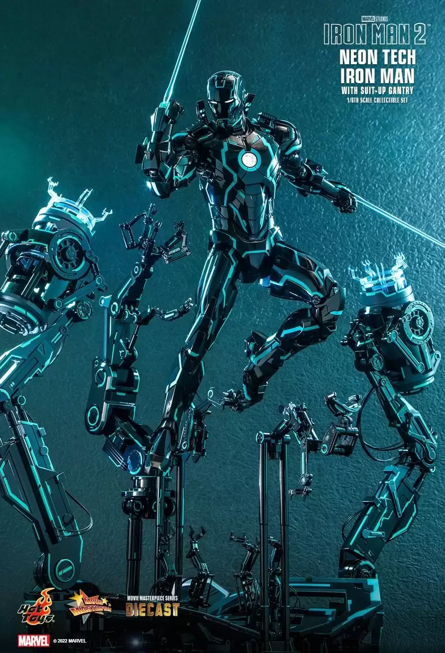 Movie Masterpiece Series - Neon Tech Iron Man with Suit up Gantry