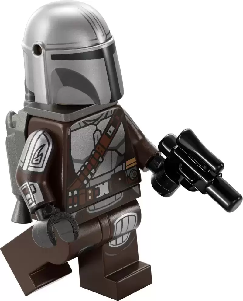 LEGO Star Wars Minifigs - The Mandalorian / Din Djarin / \'Mando\' - Silver Beskar Armor, Jet Pack, Helmet with Top Lines