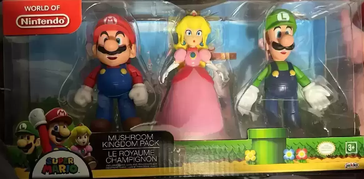 World of Nintendo - Mushroom Kingdom Pack Mario, Peach, Luigi 3 Pack