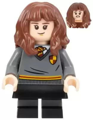 Lego Harry Potter Minifigures - Hermione Granger - Gryffindor Sweater with Crest, Black Skirt, Black Short Legs with Dark Bluish Gray Stripes