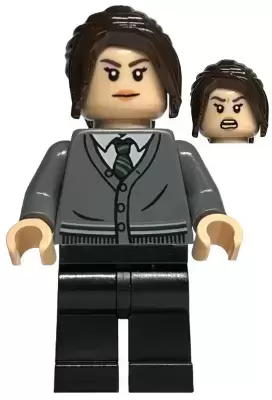Lego Harry Potter Minifigures - Pansy Parkinson - Dark Bluish Gray Slytherin Cardigan Sweater without Crest, Black Legs