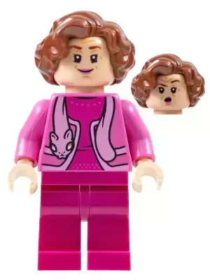 Lego Harry Potter Minifigures - Professor Dolores Umbridge - Dark Pink Jacket with Cat Scarf