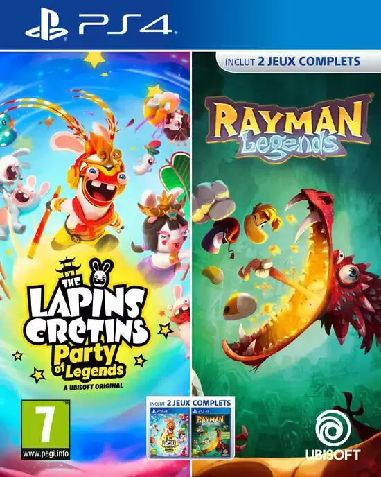 Jeux PS4 - Compilation - Lapins Cretins Party Of Legends + Rayman Legends