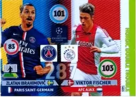 UEFA Champions League 2014-2015. Adrenalyn XL - Zlatan Ibrahimovic / Viktor Fischer - Paris Saint-Germain / AFC Ajax