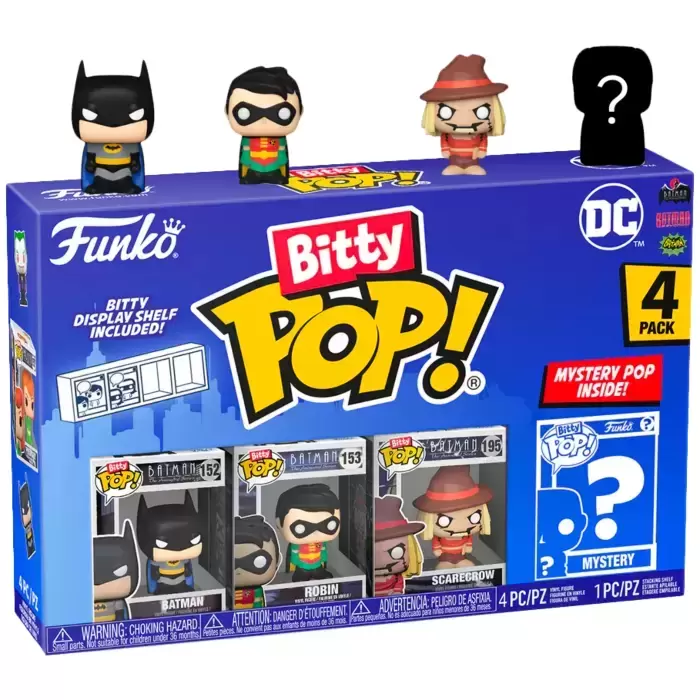 Bitty Pop! DC 4 Pack - Batman, Robin, Scarecrow and Mystery Bitty