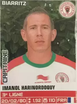 Rugby 2016 - 2017 - Imanol   Harinordoquy   -  Biarritz Olympique