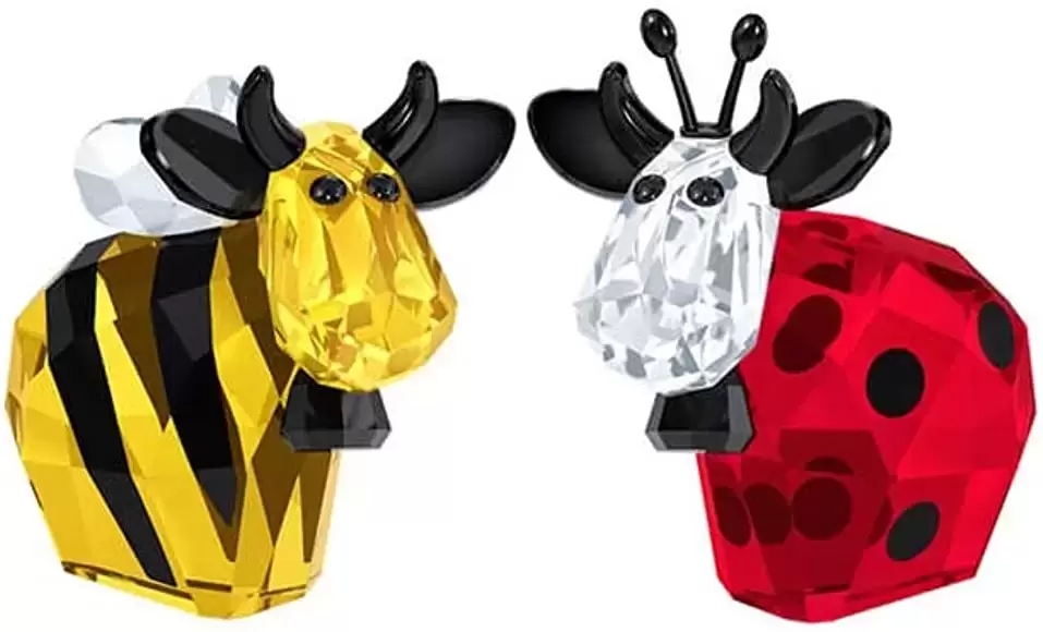 Swarovski Crystal Figures - Miss Mos - Bee and Ladybird cows
