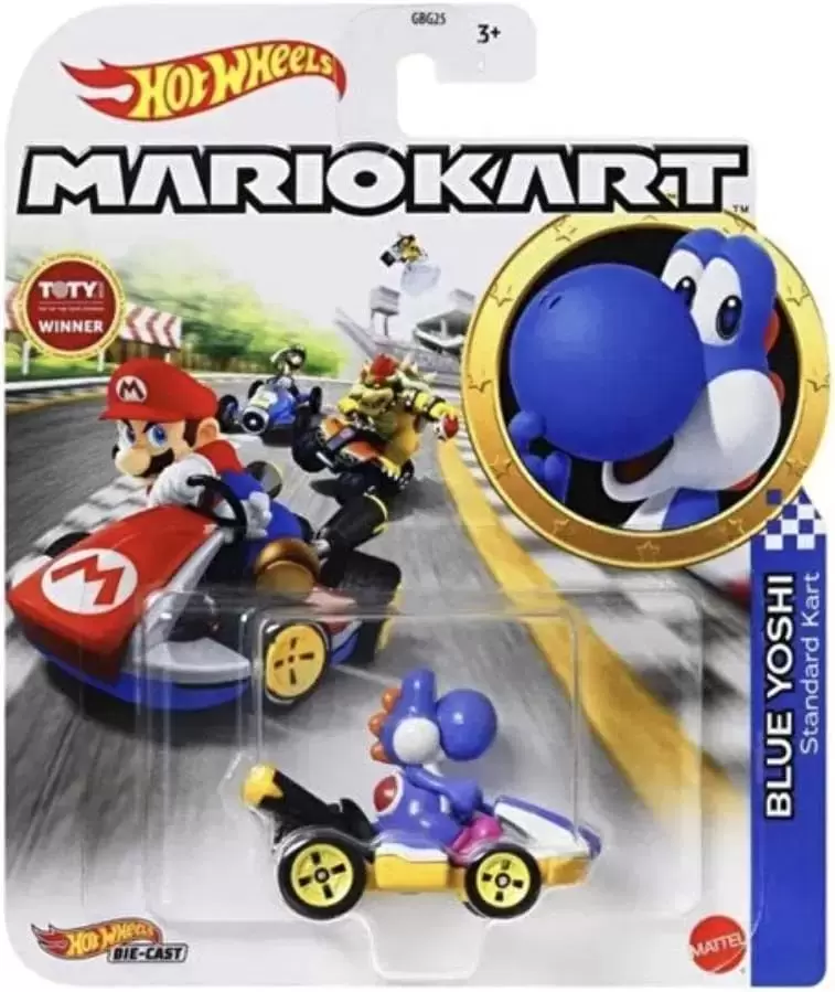 Hot Wheels Mario Kart - Dark Blue Yoshi - Standard Kart