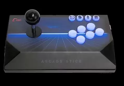 Arcade Stick - GCOM - The Ultimate Arcade Fight Stick (Blue / Sanwa JLF 8 Way)