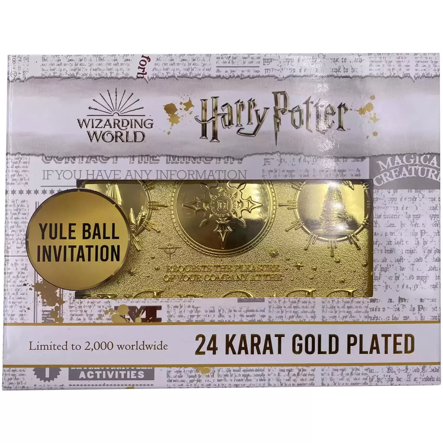 Fanattik - Ingot & Metal Card - Harry Potter - Yule Ball Invitation 24K Gold Plated