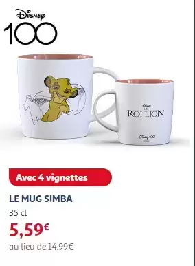 Mug Simba - image Disney 100 ans de magie - Auchan 2023