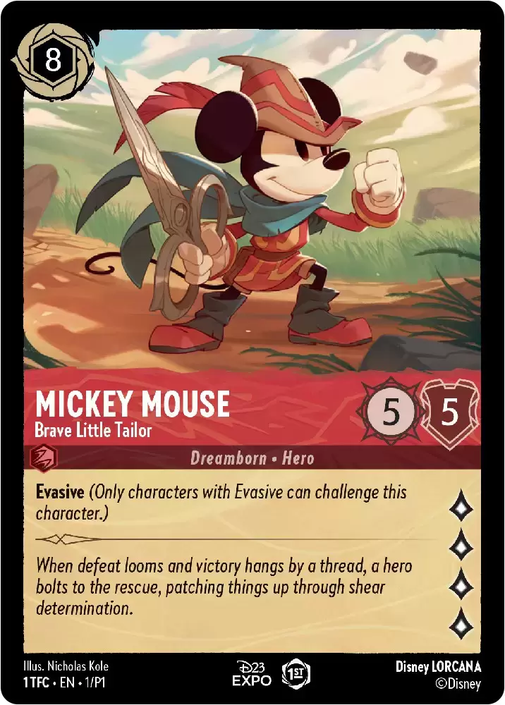 Cartes Promo Lorcana - Mickey Mouse - Brave Little Tailor (D23)