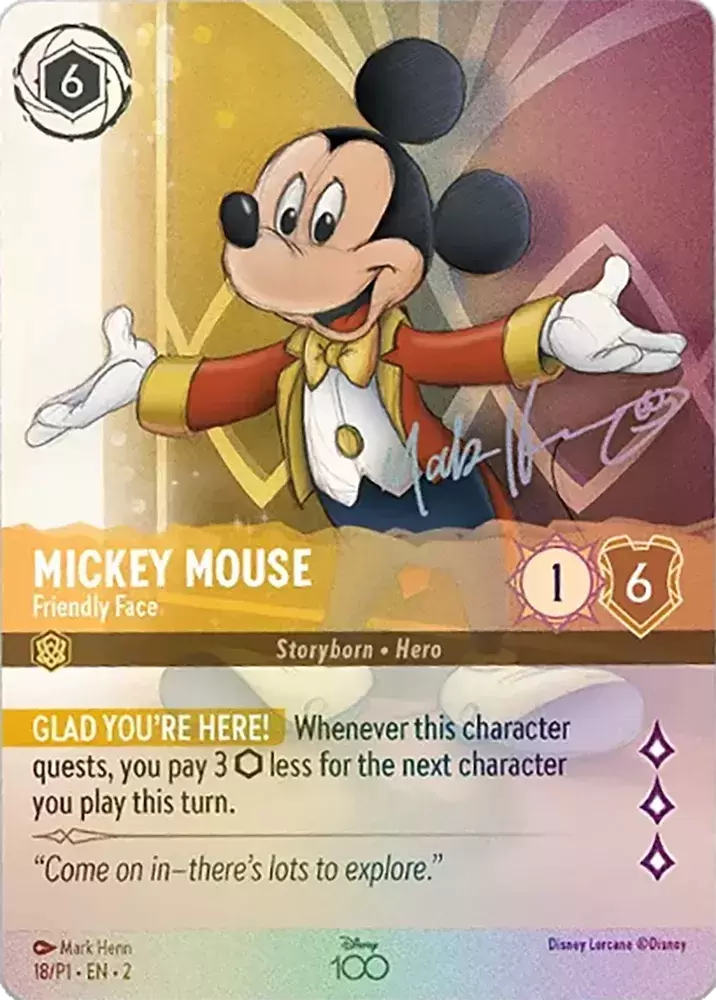 Mickey Mouse - Friendly Face - Cartes Promo Lorcana card 18/P1