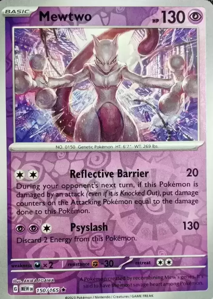 Mewtwo Reverse - Scarlet & Violet 151 - MEWEN Pokémon card 150/165