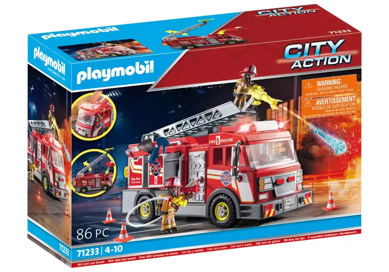 Playmobil Pompier - Camion de pompiers avec grande échelle