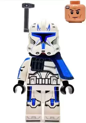 LEGO Star Wars Minifigs - Clone Trooper Captain Rex, 501st Legion (Phase 2) - Blue Cloth Pauldron, Rangefinder, Printed White Arms