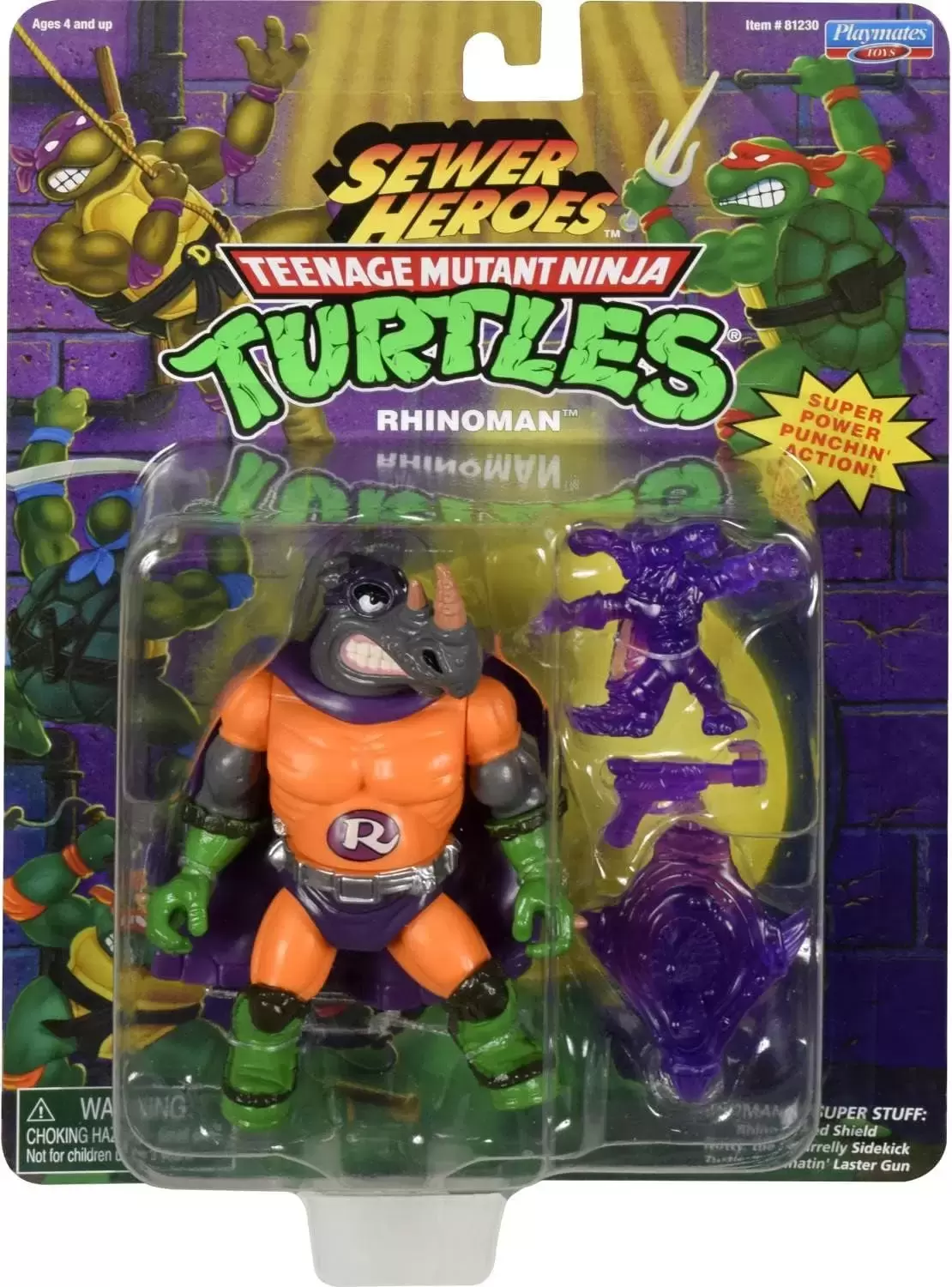 Vintage Teenage Mutant Ninja Turtles (TMNT) - Sewer Heroes - Rhinoman