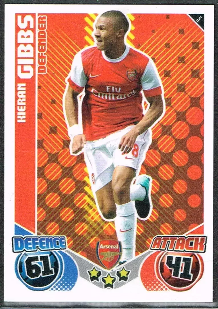 Match Attax - Premier League 2010/11 - Kieran Gibbs - Arsenal