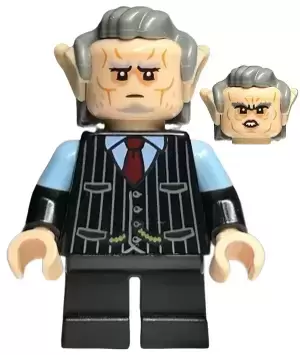 Lego Harry Potter Minifigures - Goblin - Black Pinstripe Vest, Dark Bluish Gray Hair