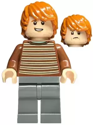 Lego Harry Potter Minifigures - Ron Weasley - Reddish Brown Striped Sweater
