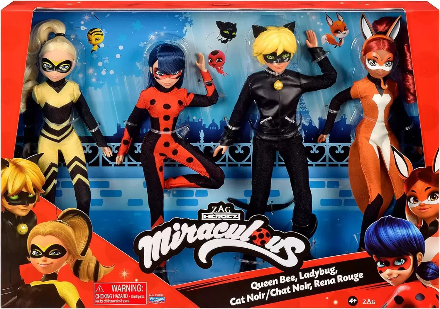 Miraculous : Les Aventures de Ladybug et Cat Noir - 4-Pack : Queen Bee / Ladybug / Cat Noir / Rena Rouge