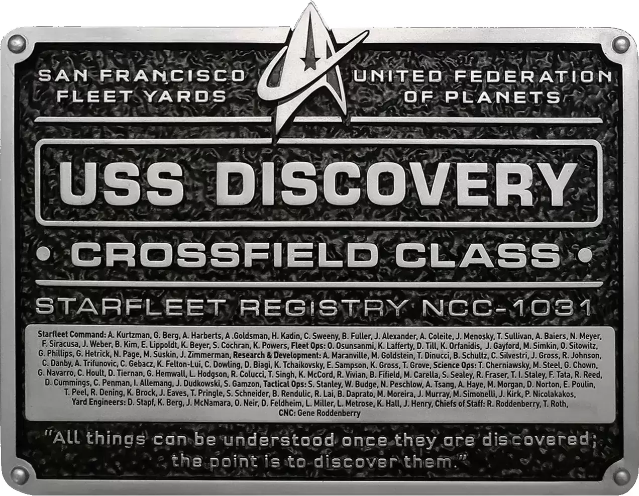 Star Trek Discovery The Official Starships Collection - Plaque U.S.S. Discovery NCC-1031 (Crossfield class)