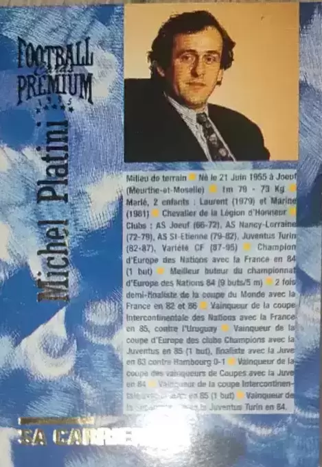 Football Cards Premium 1995 - Sa carriere - Platini