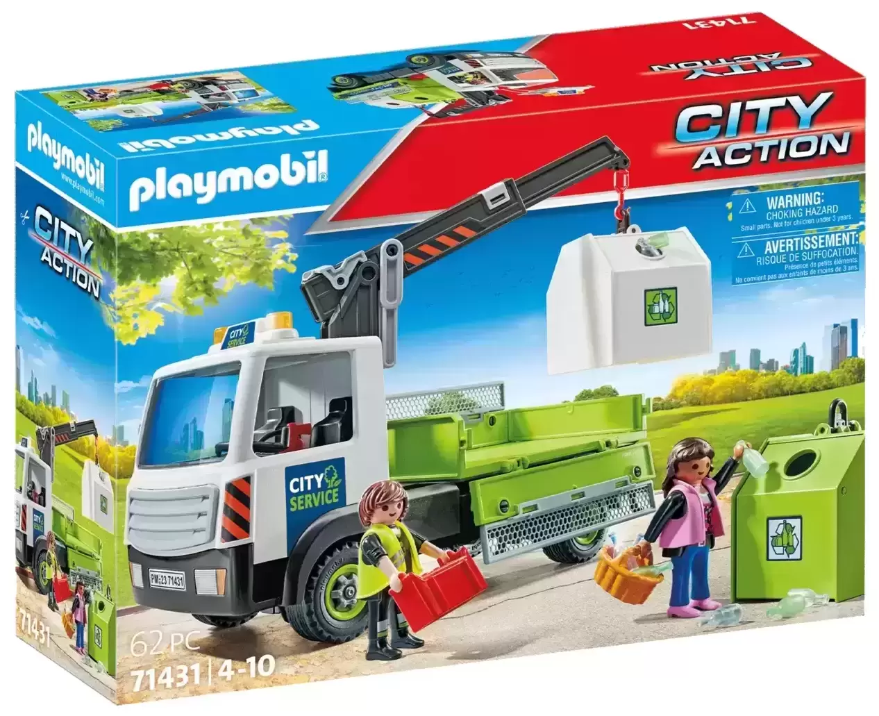Playmobil dans la ville - Camion-grue de recyclage de verre