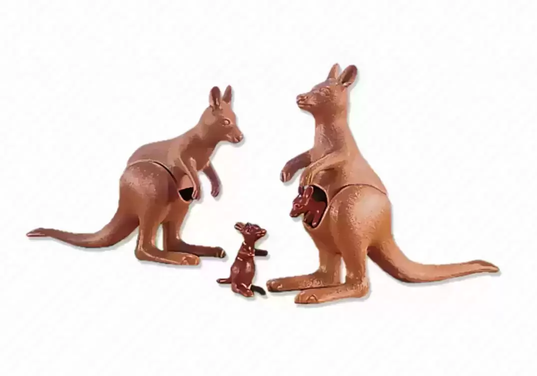 Plamobil Animal Sets - 2 Kangaroos with 2 Joeys