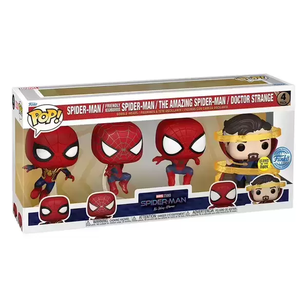 POP! MARVEL - Spider-man : No Way Home - Spider-Man, Friendly Neighborhood Spider-man, The Amazing Spider-Man & Doctor Strange GITD 4 Pack