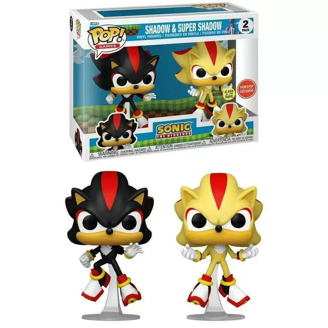 Funko POP! Sonic the Hedgehog - Shadow & Super Shadow (GITD) 2-Pack  (Exclusive) - Vaulted Collectibles