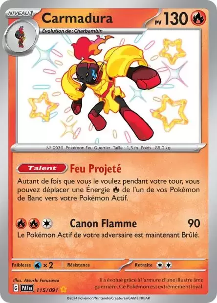 Carmadura - carte Pokémon 115/091 Destinées de Paldea - PAFFR