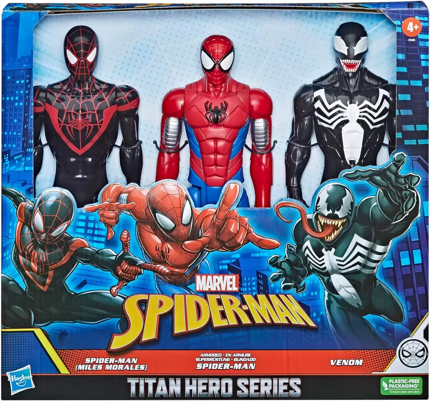 Titan Hero Series - Spider-Man (Miles Morales) + Armored Spider-Man + Venom (3-Pack)