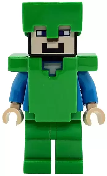 Lego Minecraft Figures - Steve - Bright Green Legs, Helmet, and Armor